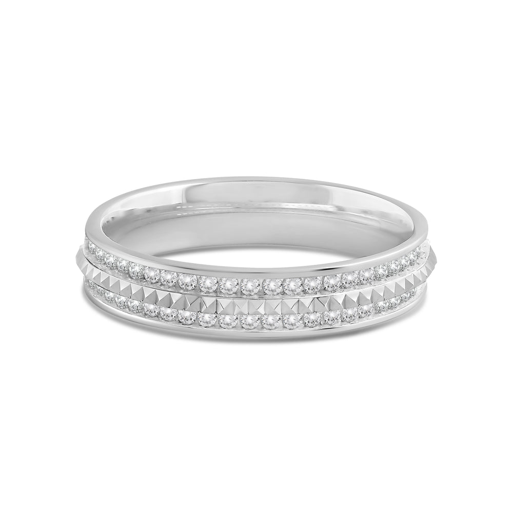 Layered Diamond Pyramid Ring with 18KT White Gold / Lab / 1/3 Cut Diamond in 14KT White Gold / Lab / 1/3 view 1
