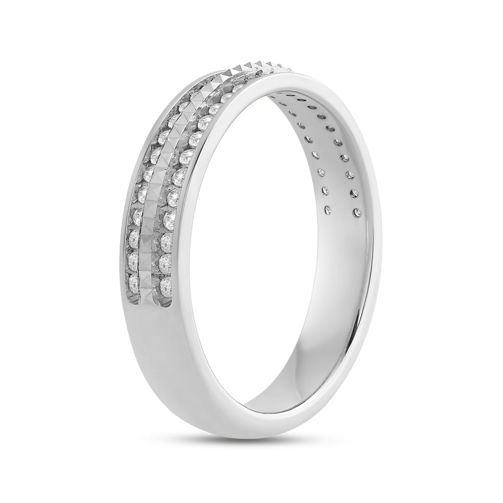 Layered Diamond Pyramid Ring with 18KT White Gold / Lab / 1/3 Cut Diamond in 14KT White Gold / Lab / 1/3 view 6
