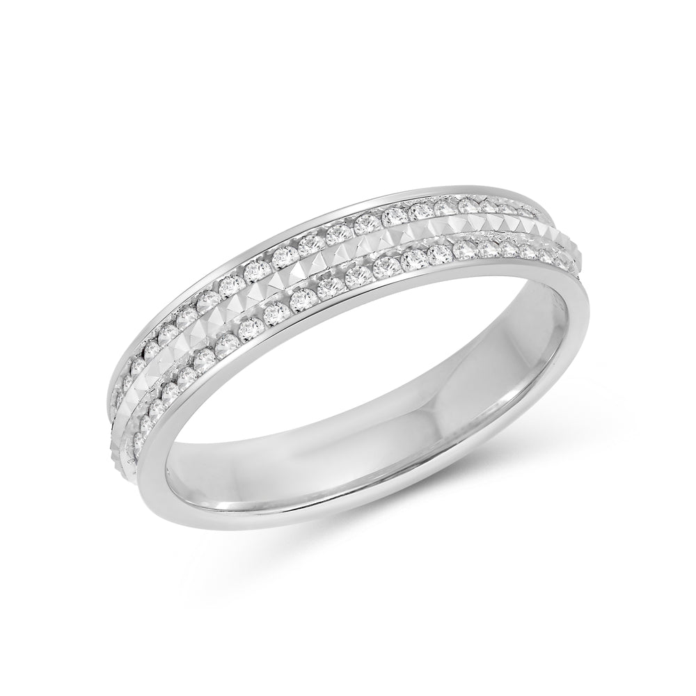 Layered Diamond Pyramid Ring with 18KT White Gold / Lab / 1/3 Cut Diamond in 14KT White Gold / Lab / 1/3 view 5
