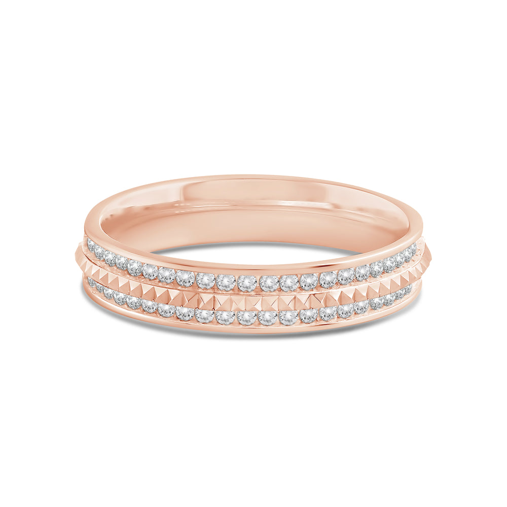 Layered Diamond Pyramid Ring with 18KT Rose Gold / Lab / 1/3 Cut Diamond in 14KT Rose Gold / Lab / 1/3 view 1
