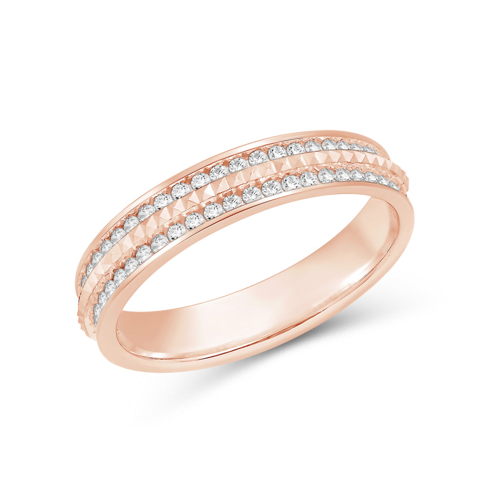 Layered Diamond Pyramid Ring with 18KT Rose Gold / Lab / 1/3 Cut Diamond in 14KT Rose Gold / Lab / 1/3 view 5
