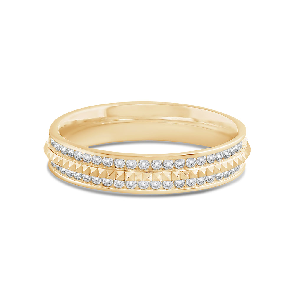 Layered Diamond Pyramid Ring with 18KT Yellow Gold / Lab / 1/3 Cut Diamond in 14KT Yellow Gold / Lab / 1/3 view 1
