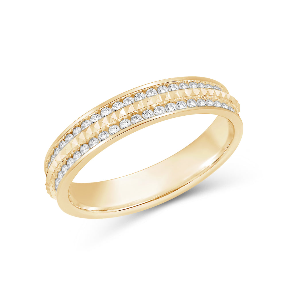 Layered Diamond Pyramid Ring with 18KT Yellow Gold / Lab / 1/3 Cut Diamond in 14KT Yellow Gold / Lab / 1/3 view 5
