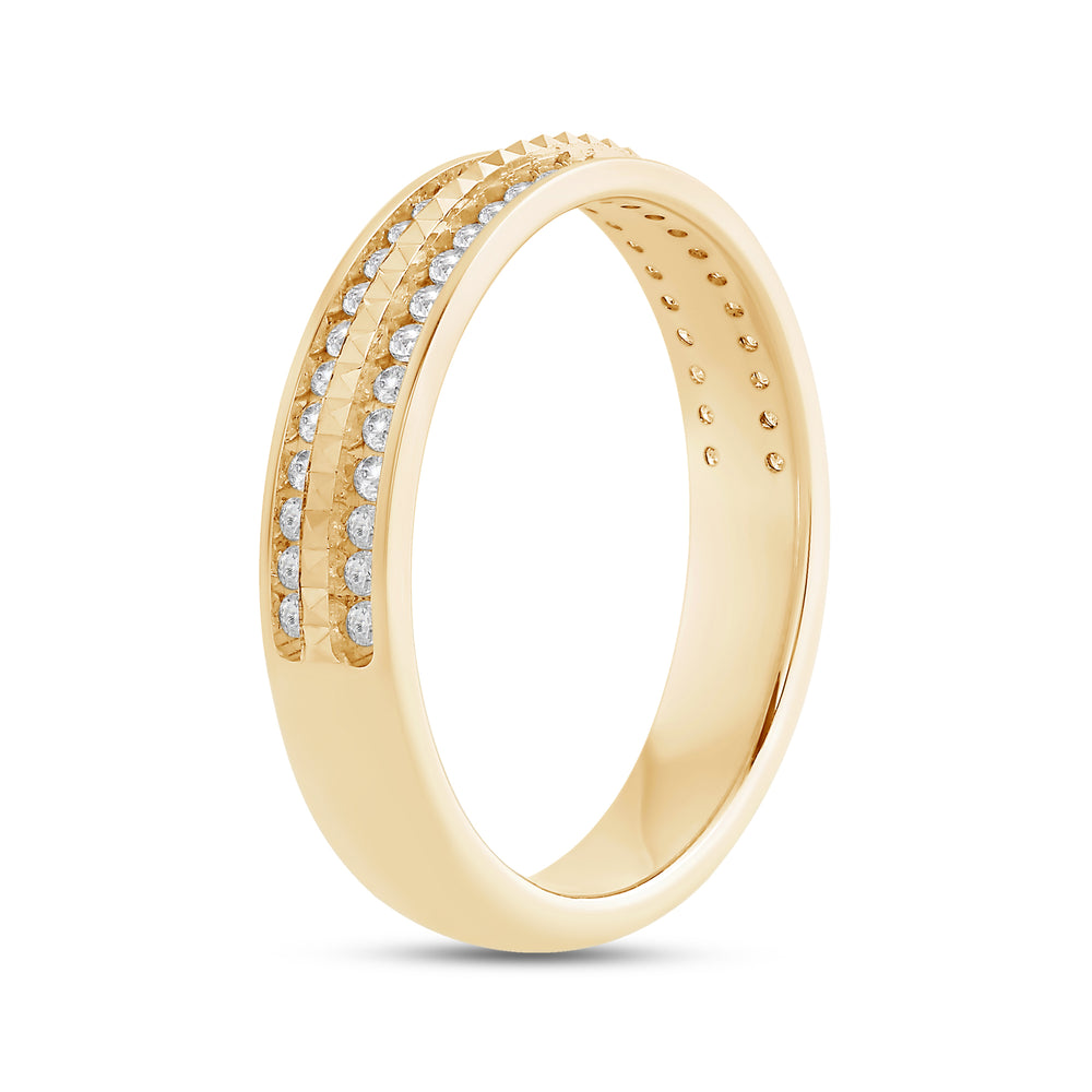 Layered Diamond Pyramid Ring with 18KT Yellow Gold / Lab / 1/3 Cut Diamond in 14KT Yellow Gold / Lab / 1/3 view 6
