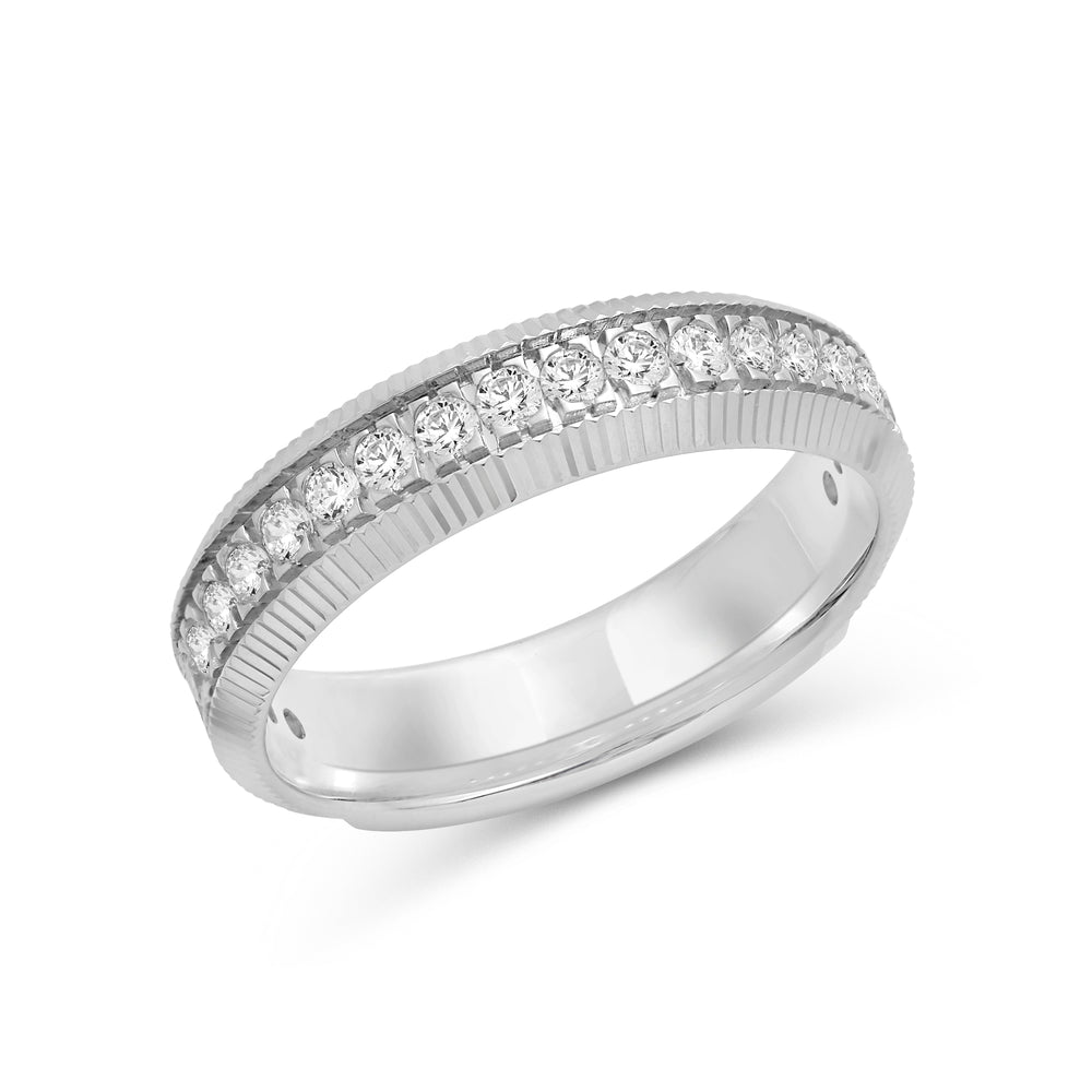 Midi Fluted Frame Ring with 18KT White Gold / Lab / 1/2 Cut Diamond in 14KT White Gold / Lab / 1/2 view 5
