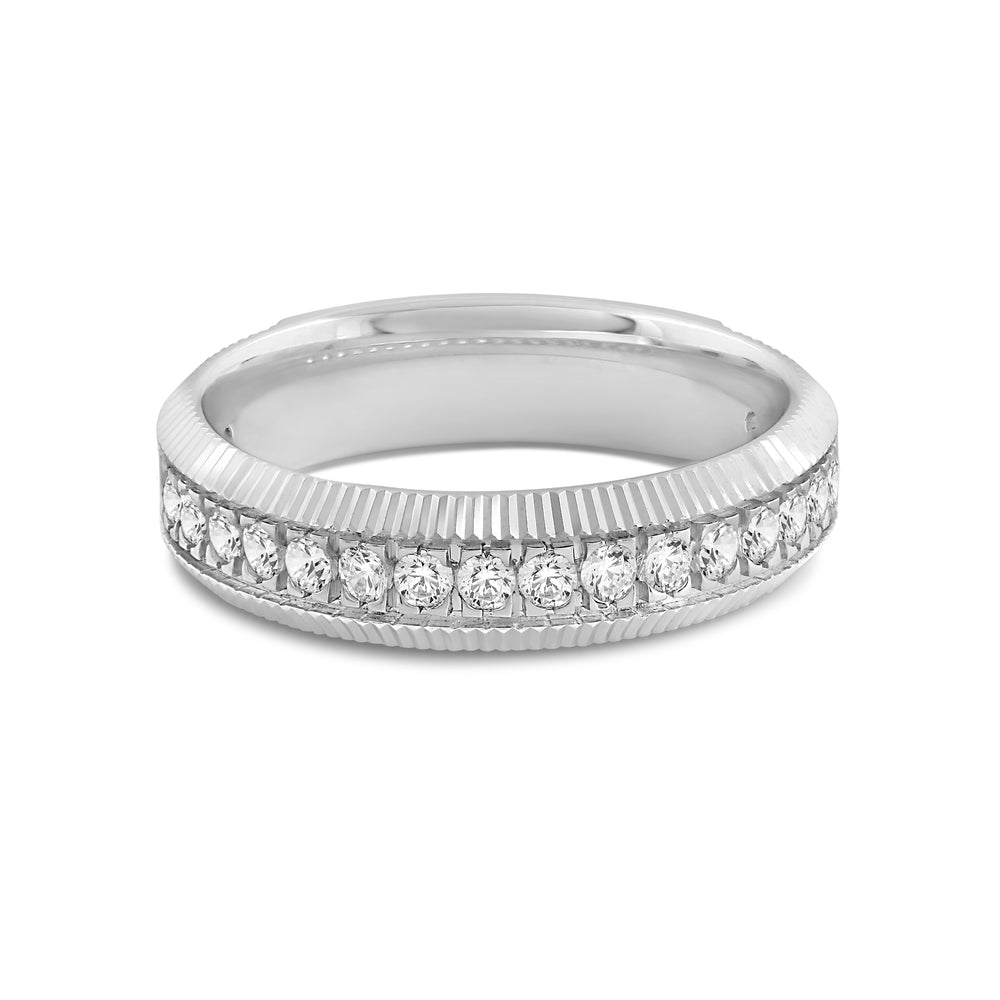 Midi Fluted Frame Ring with 18KT White Gold / Lab / 1/2 Cut Diamond in 14KT White Gold / Lab / 1/2 view 1
