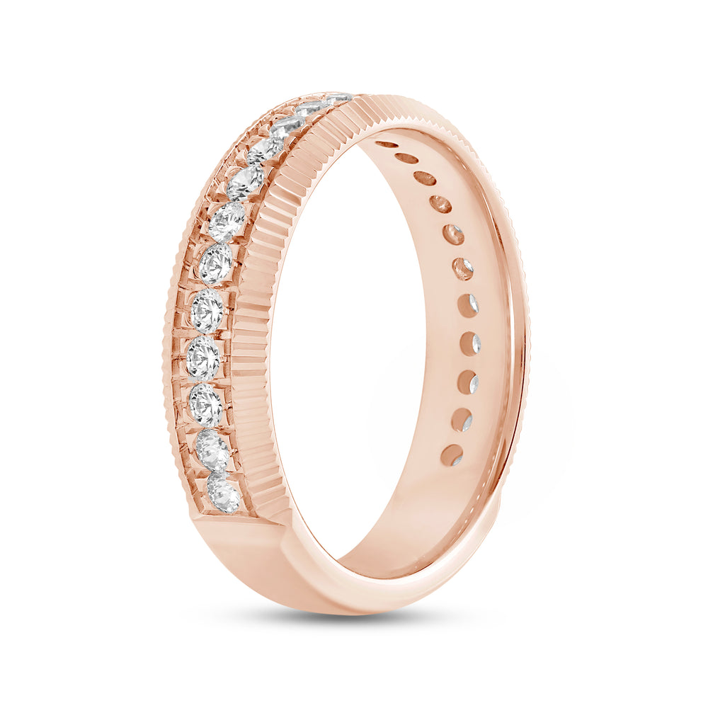Midi Fluted Frame Ring with 18KT Rose Gold / Lab / 1/2 Cut Diamond in 14KT Rose Gold / Lab / 1/2 view 6
