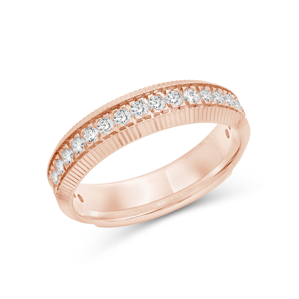 Midi Fluted Frame Ring with 18KT Rose Gold / Lab / 1/2 Cut Diamond in 14KT Rose Gold / Lab / 1/2 view 5
