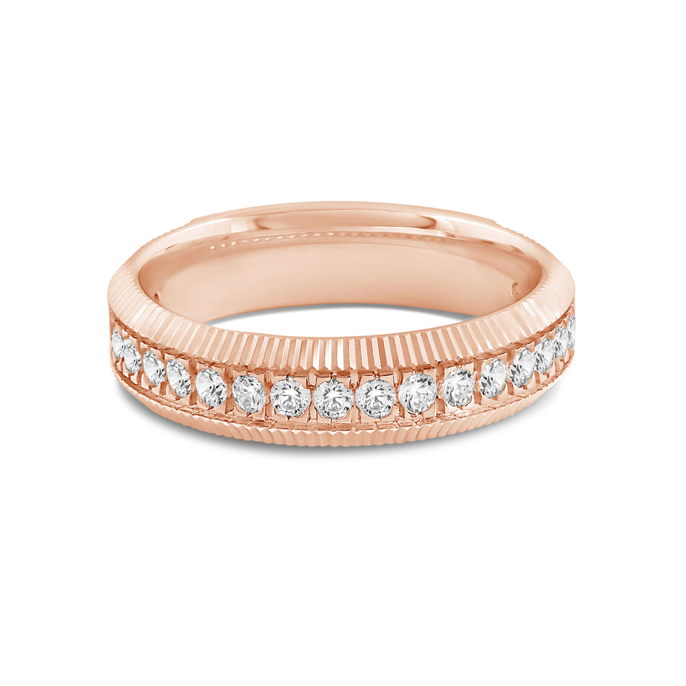 Midi Fluted Frame Ring with 18KT Rose Gold / Lab / 1/2 Cut Diamond in 14KT Rose Gold / Lab / 1/2 view 1
