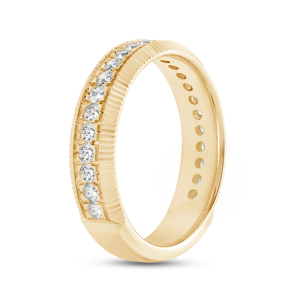 Midi Fluted Frame Ring with 18KT Yellow Gold / Lab / 1/2 Cut Diamond in 14KT Yellow Gold / Lab / 1/2 view 6
