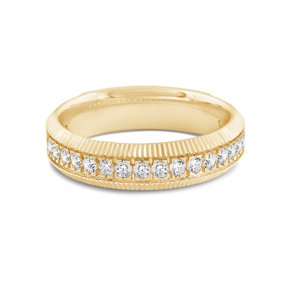 Midi Fluted Frame Ring with 18KT Yellow Gold / Lab / 1/2 Cut Diamond in 14KT Yellow Gold / Lab / 1/2 view 1
