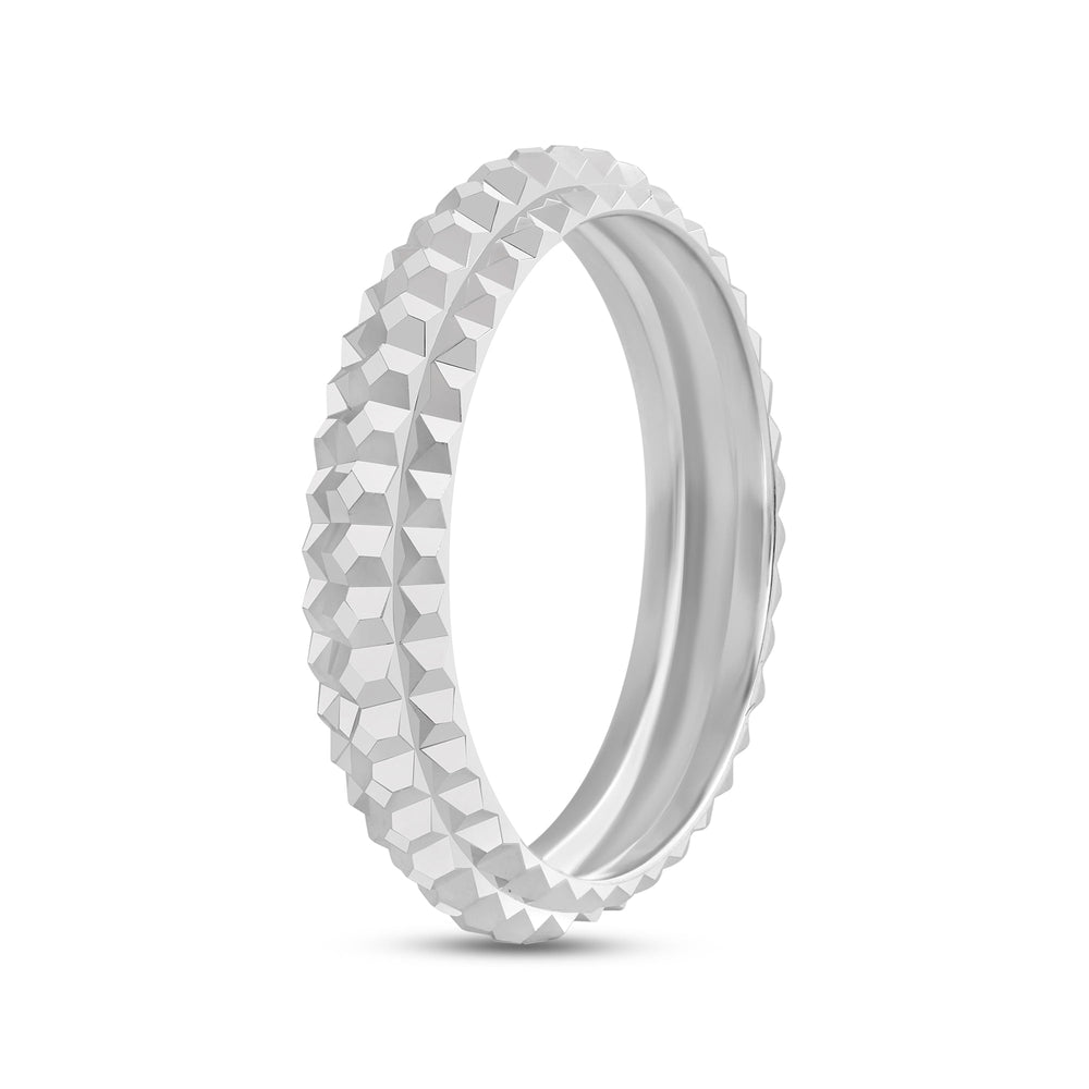 Elevated Center Pyramid Ring with 18KT White Gold / 4 Cut Diamond in 14KT White Gold / 4 view 6
