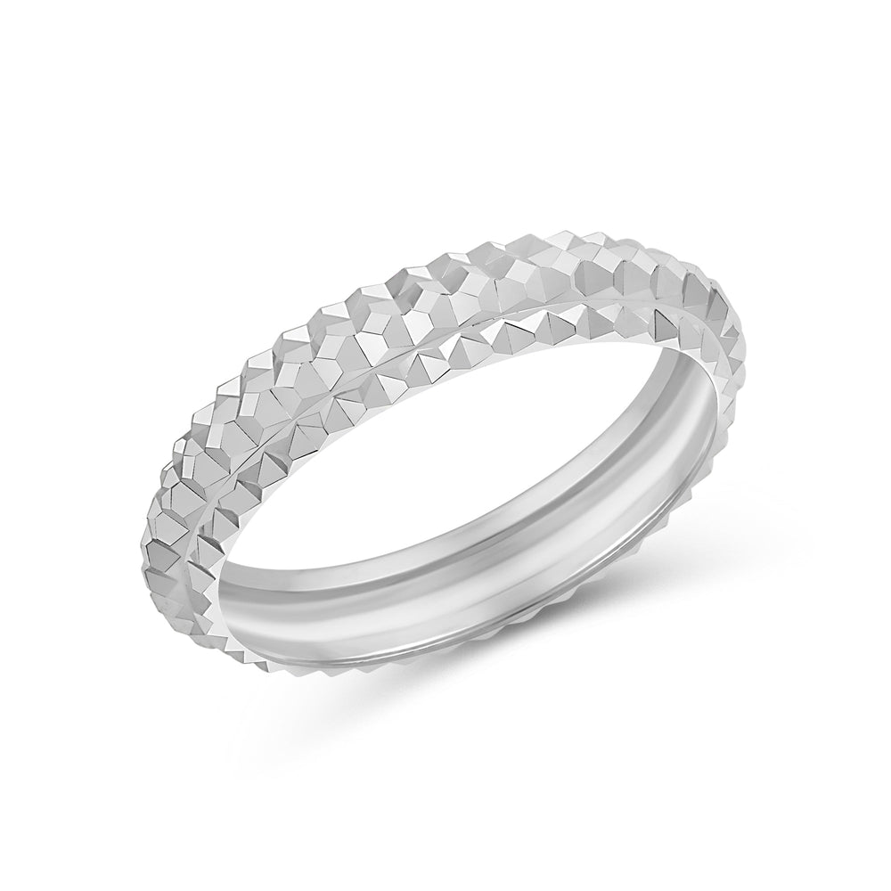 Elevated Center Pyramid Ring with 18KT White Gold / 4 Cut Diamond in 14KT White Gold / 4 view 5
