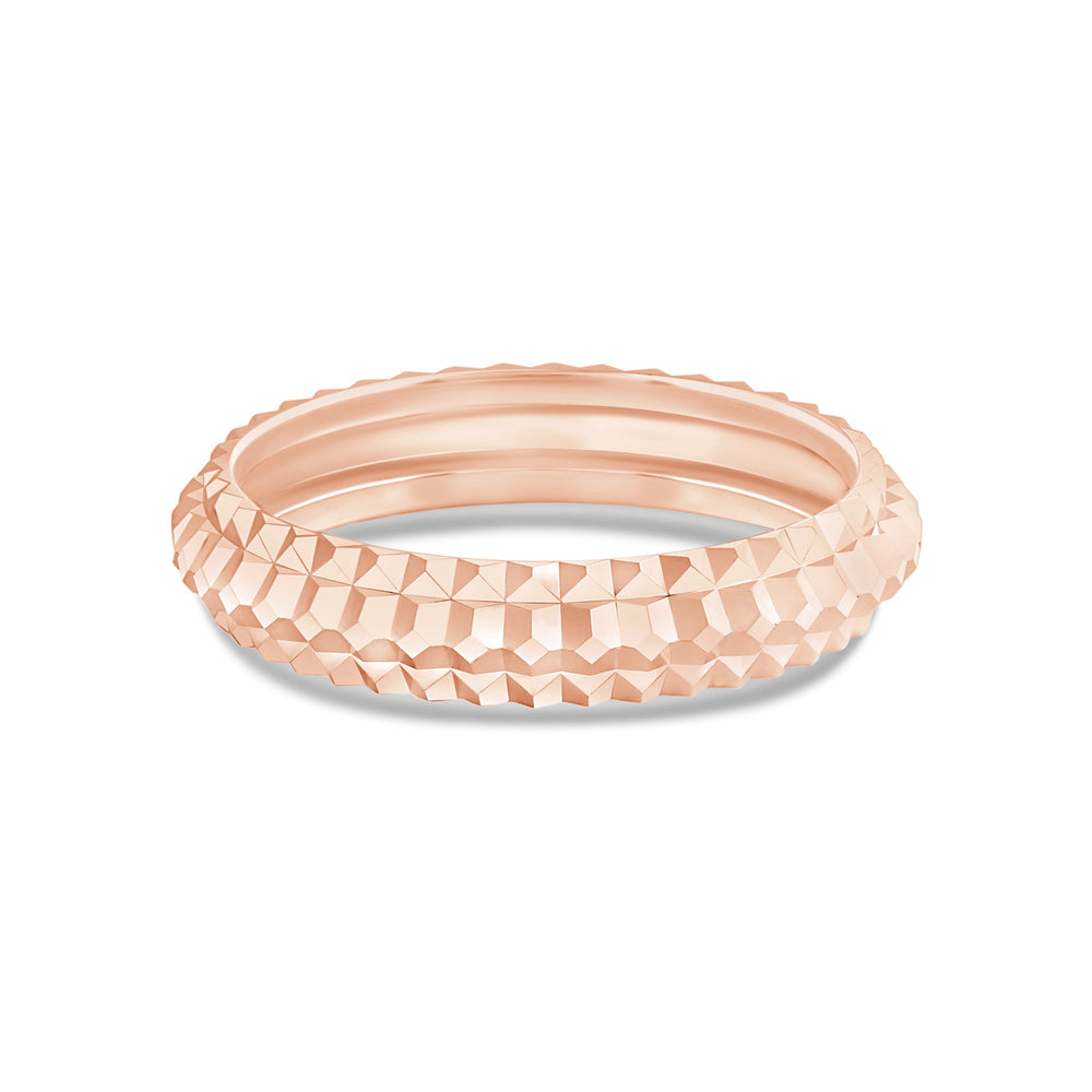 Elevated Center Pyramid Ring with 18KT Rose Gold / 4 Cut Diamond in 14KT Rose Gold / 4 view 1
