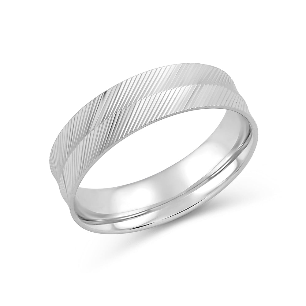 Ribbed Parallel Men's Ring with 18KT White Gold / 6 Cut Diamond in 14KT White Gold / 6 view 4
