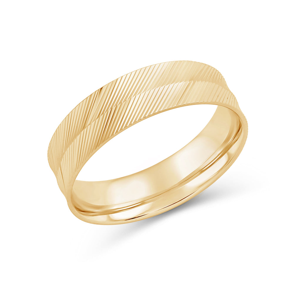 Ribbed Parallel Men's Ring with 18KT Yellow Gold / 6 Cut Diamond in 14KT Yellow Gold / 6 view 4
