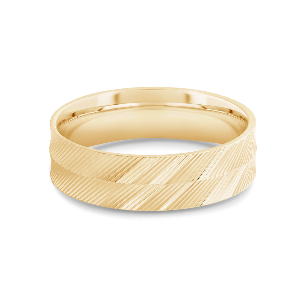 Ribbed Parallel Men's Ring with 18KT Yellow Gold / 6 Cut Diamond in 14KT Yellow Gold / 6 view 1
