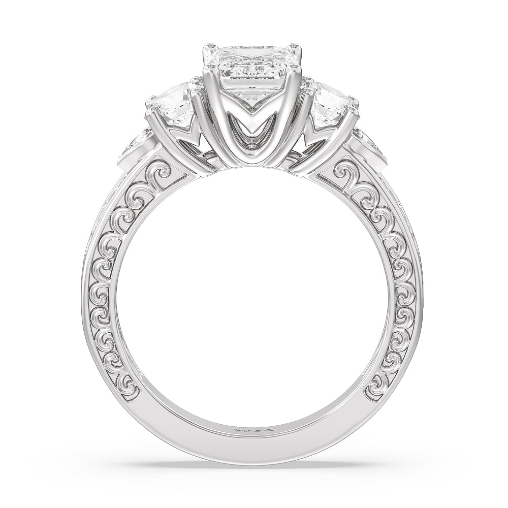 Emerald Cut The Seraphine Tulip Three Stone Ring (E+ VVS+) with Lab Grown Diamond in 14KT Platinum view 3
