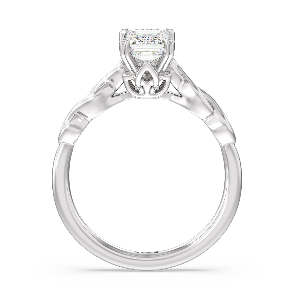 Vintage Celtic Twist Engagement Ring with Emerald Cut Diamond in 14KT Platinum view 2
