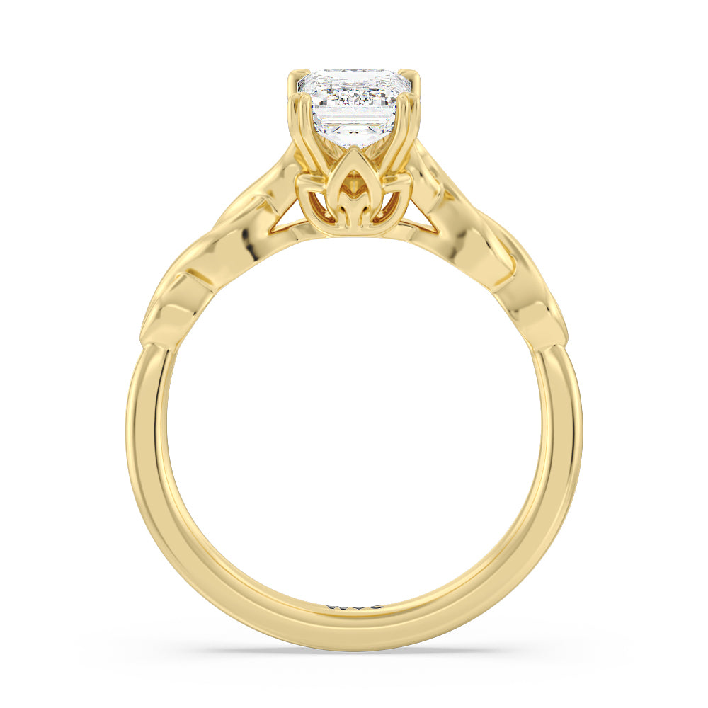 Vintage Celtic Twist Engagement Ring with Emerald Cut Diamond in 14KT Yellow Gold view 2
