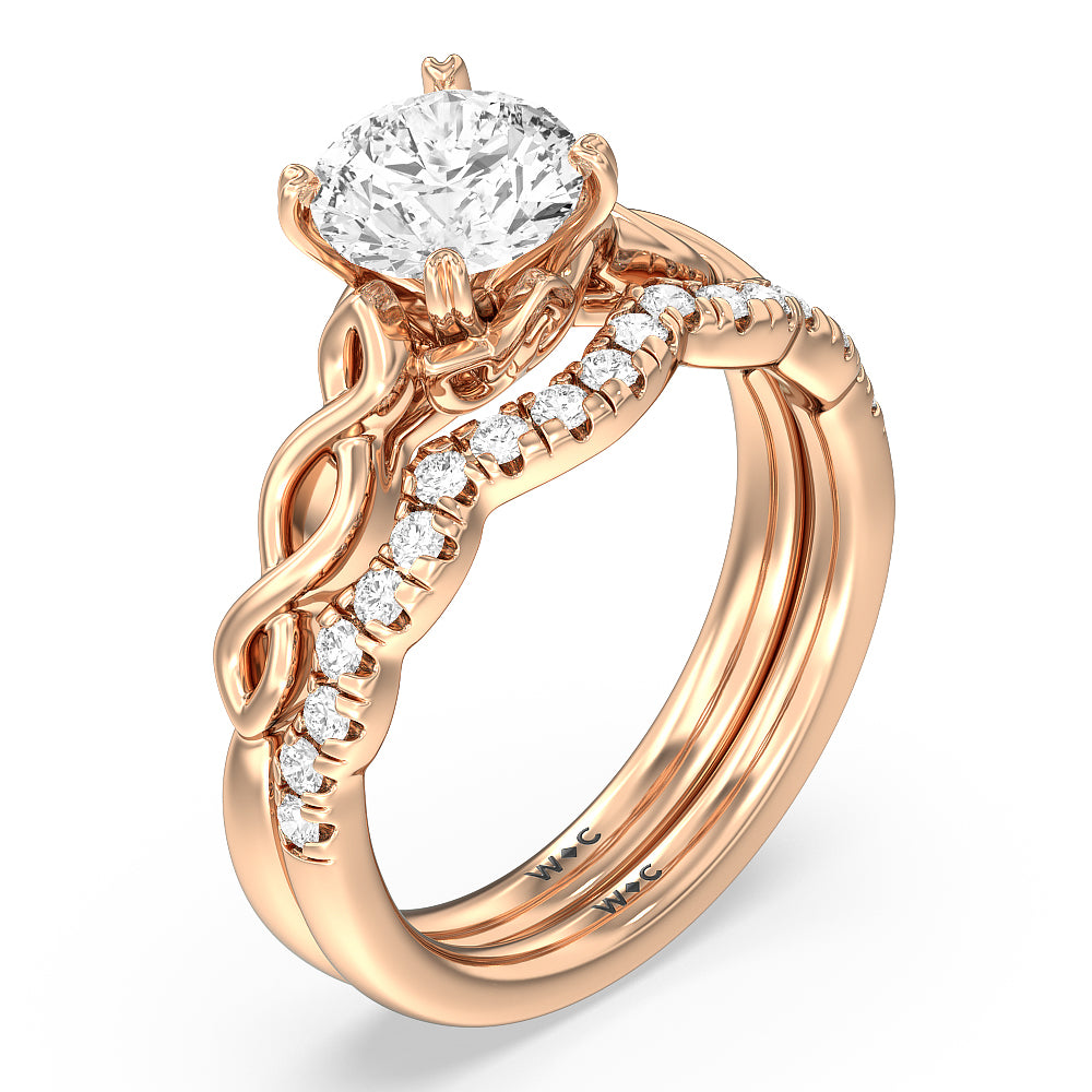 Vintage Celtic Twist Engagement Ring with Oval Cut Diamond in 14KT Rose Gold view 6
