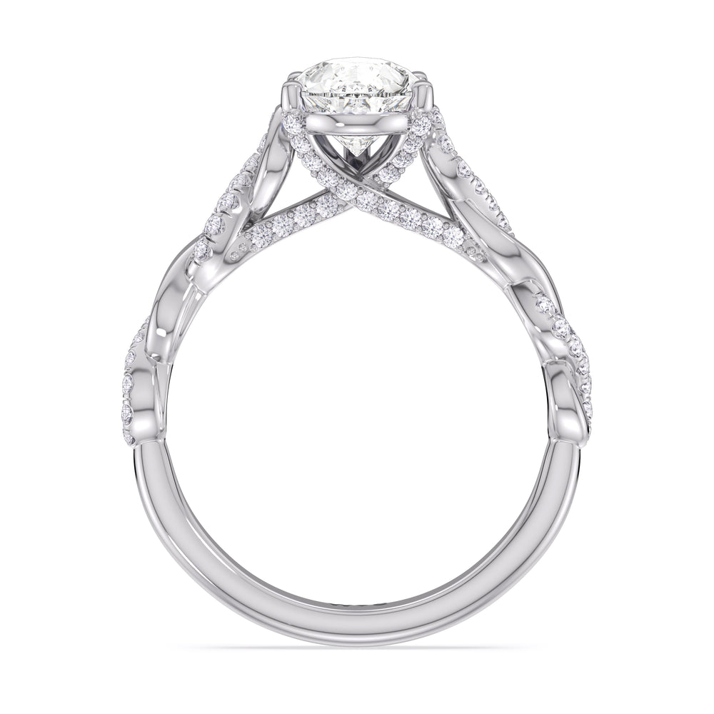 Glamour Twisted Diamond Engagement Ring with Pear Cut Diamond in 14KT Platinum view 2
