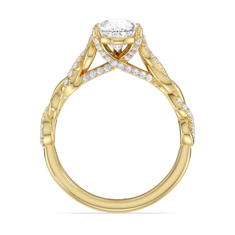 Glamour Twisted Diamond Engagement Ring with Pear Cut Diamond in 14KT Yellow Gold view 2
