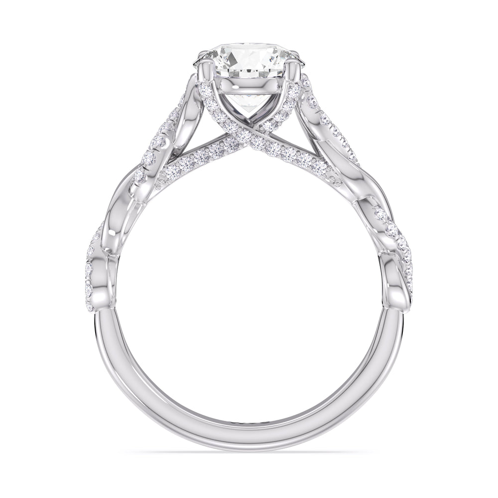 Glamour Twisted Diamond Engagement Ring with Round Cut Diamond in 14KT Platinum view 3
