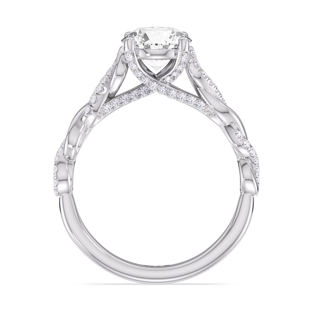 4.01ct Round Glamour Twisted Diamond Engagement Ring with 4 1/3 Cut Diamond in 14KT Round view 3
