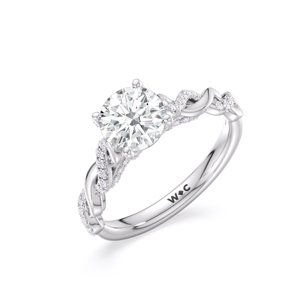 4.01ct Round Glamour Twisted Diamond Engagement Ring with 4 1/3 Cut Diamond in 14KT Round view 4
