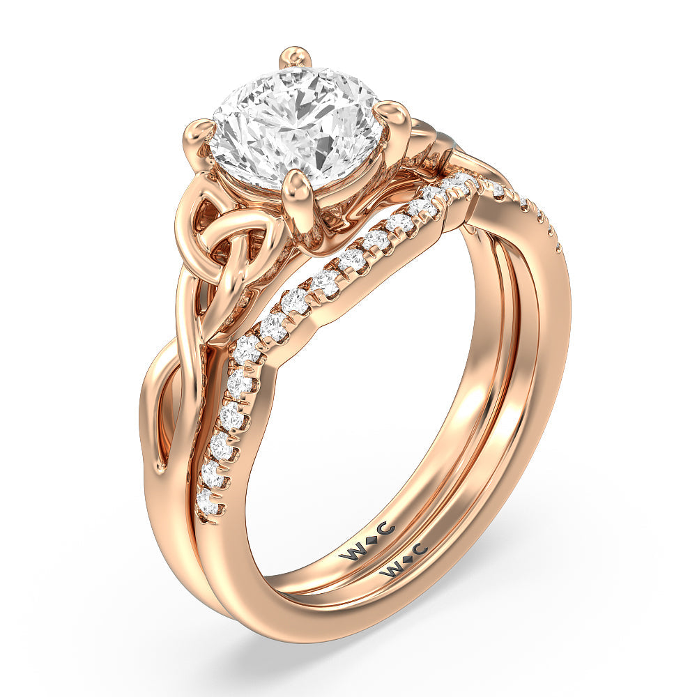 Fine Vintage Celtic Entwined Trinity Knot Engagement Ring with Oval Cut Diamond in 14KT Rose Gold view 6

