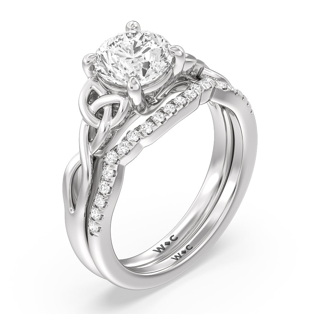 Fine Vintage Celtic Entwined Trinity Knot Engagement Ring with Oval Cut Diamond in 14KT Rose Gold view 4
