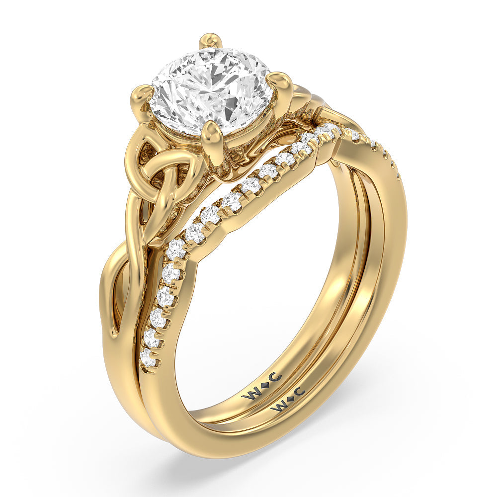 Fine Vintage Celtic Entwined Trinity Knot Engagement Ring with Oval Cut Diamond in 14KT Rose Gold view 5
