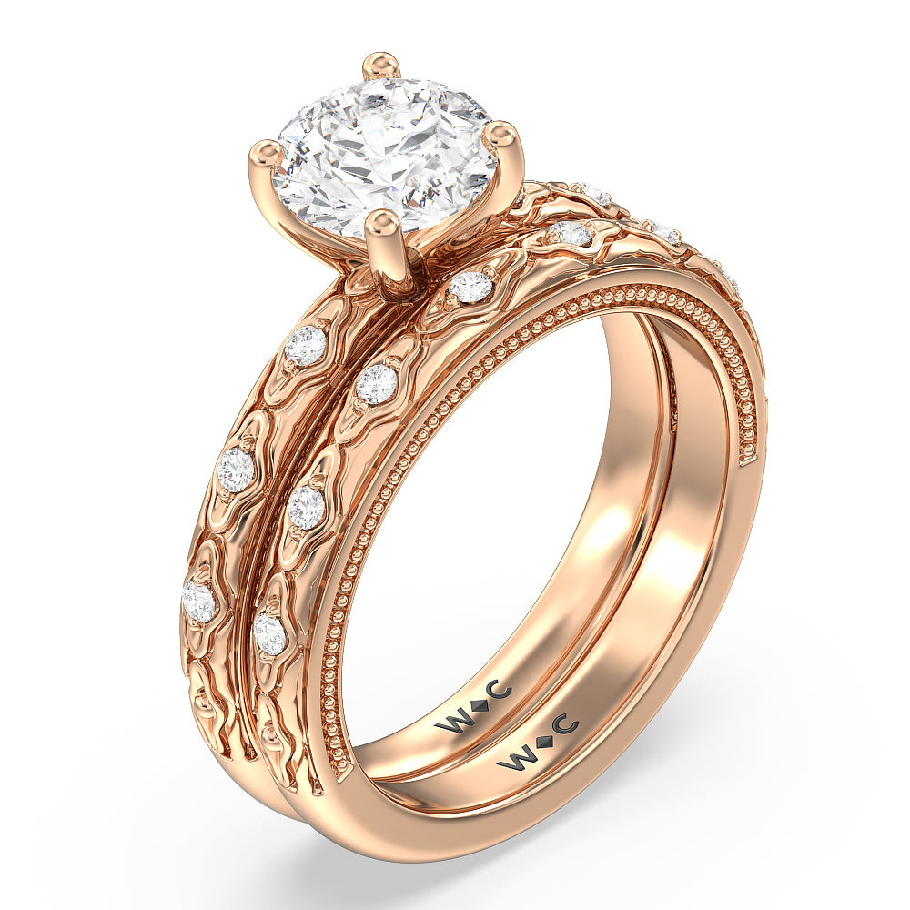 Vintage Blossom Engagement Ring with Oval Cut Diamond in 14KT Rose Gold view 6
