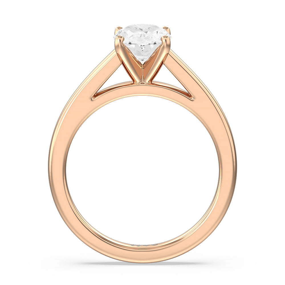 Oval Cut Classic Cathedral Solitaire Engagement Ring with Lab Grown Diamond in 14KT Rose Gold view 2
