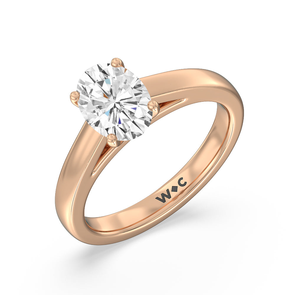 Oval Cut Classic Cathedral Solitaire Engagement Ring with Lab Grown Diamond in 14KT Rose Gold view 3
