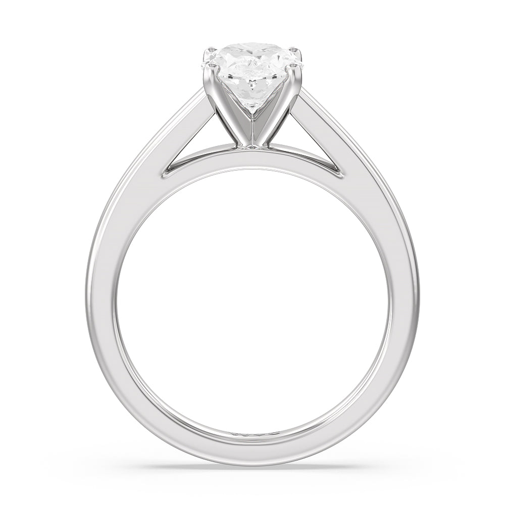 Oval Cut Classic Cathedral Solitaire Engagement Ring with Lab Grown Diamond in 14KT Platinum view 2
