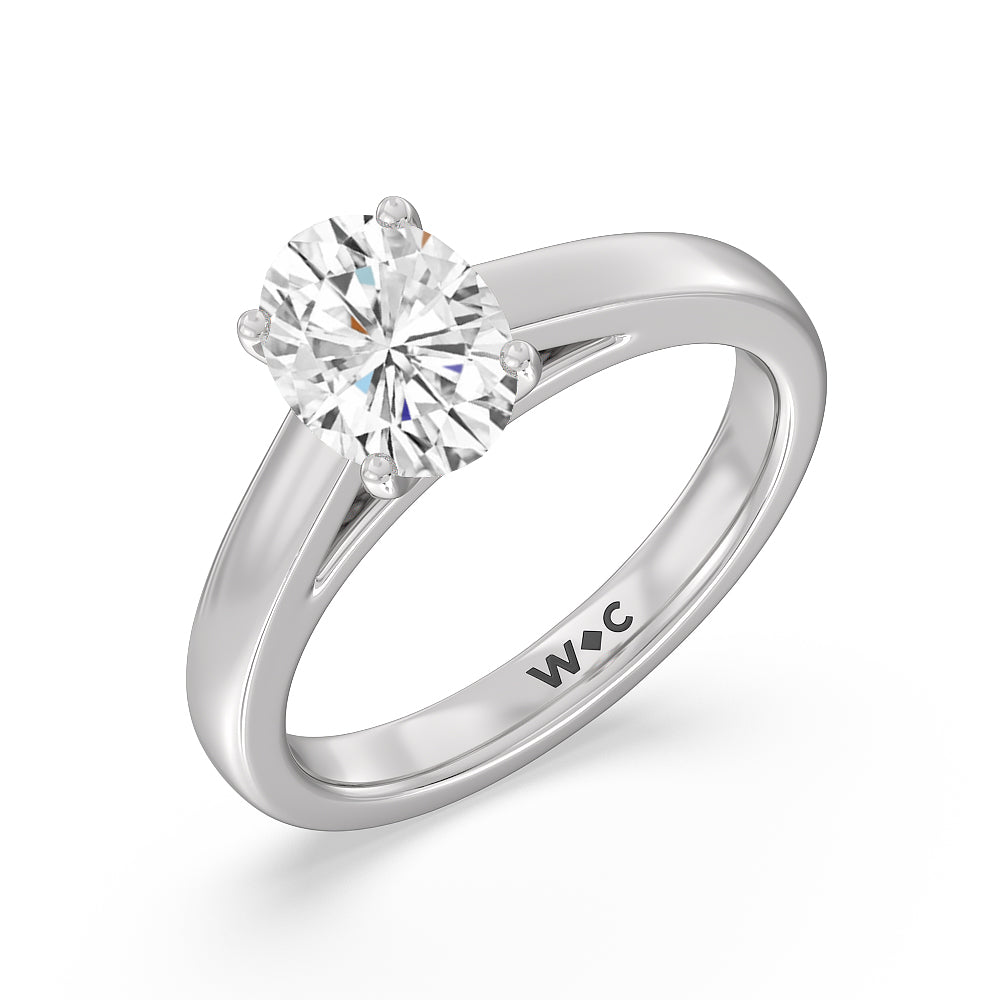 Oval Cut Classic Cathedral Solitaire Engagement Ring with Lab Grown Diamond in 14KT Platinum view 3
