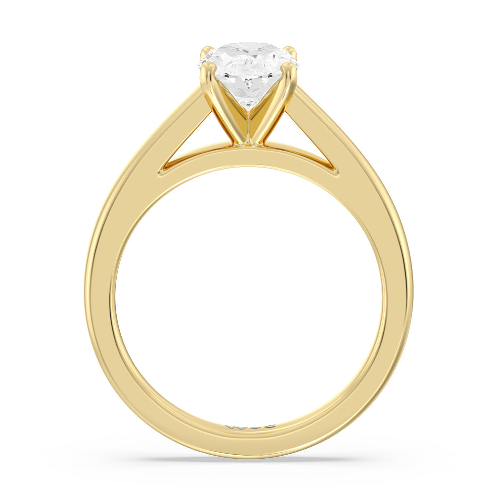 Oval Cut Classic Cathedral Solitaire Engagement Ring with Lab Grown Diamond in 14KT Yellow Gold view 2
