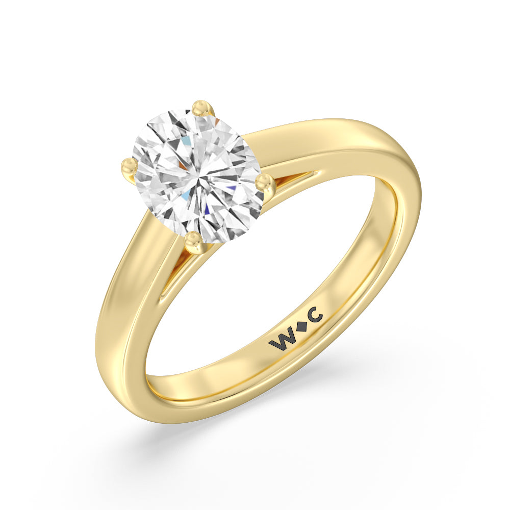 Oval Cut Classic Cathedral Solitaire Engagement Ring with Lab Grown Diamond in 14KT Yellow Gold view 3
