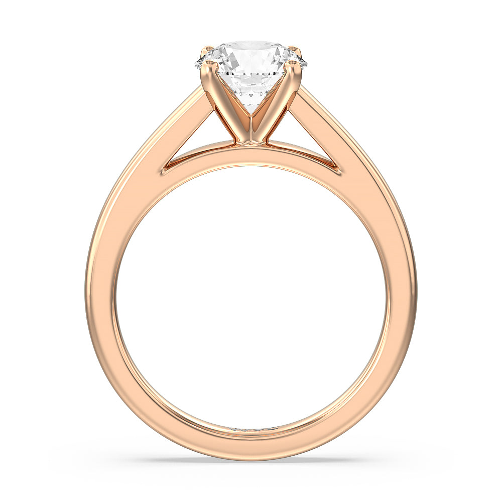 Round Cut Classic Cathedral Solitaire Engagement Ring with Lab Grown Diamond in 14KT Rose Gold view 2
