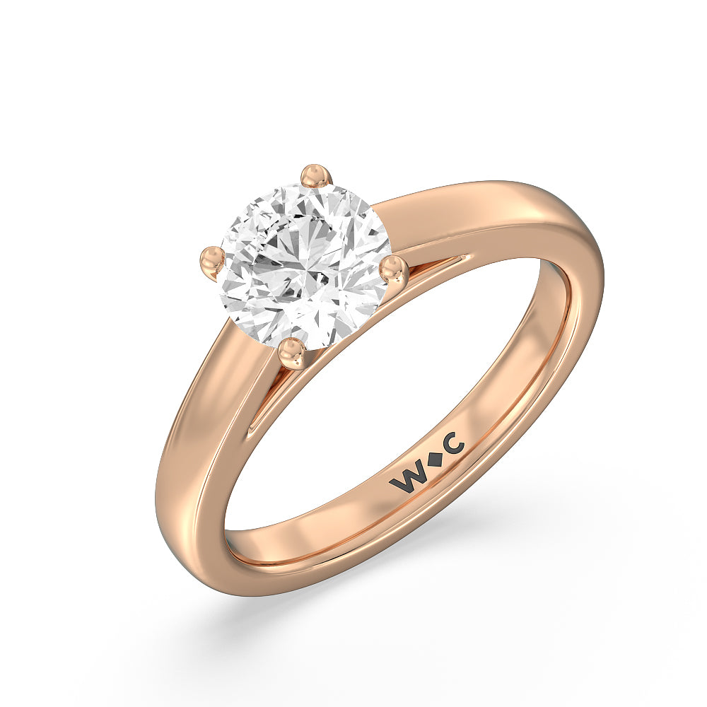 Round Cut Classic Cathedral Solitaire Engagement Ring with Lab Grown Diamond in 14KT Rose Gold view 3
