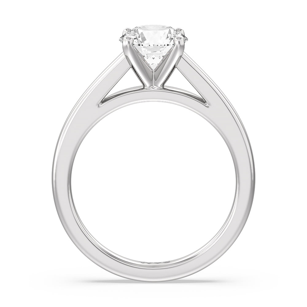 Round Cut Classic Cathedral Solitaire Engagement Ring with Lab Grown Diamond in 14KT Platinum view 2
