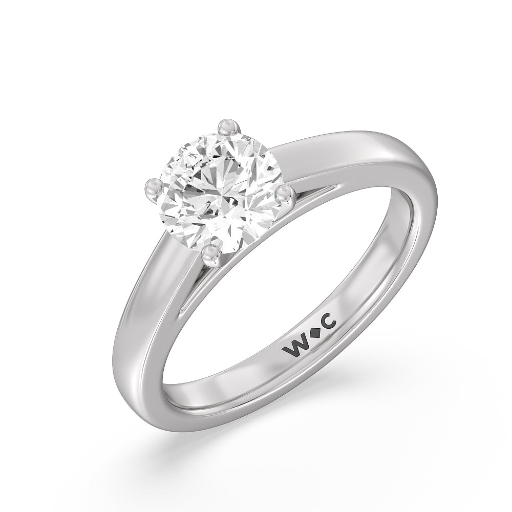 Round Cut Classic Cathedral Solitaire Engagement Ring with Lab Grown Diamond in 14KT Platinum view 3
