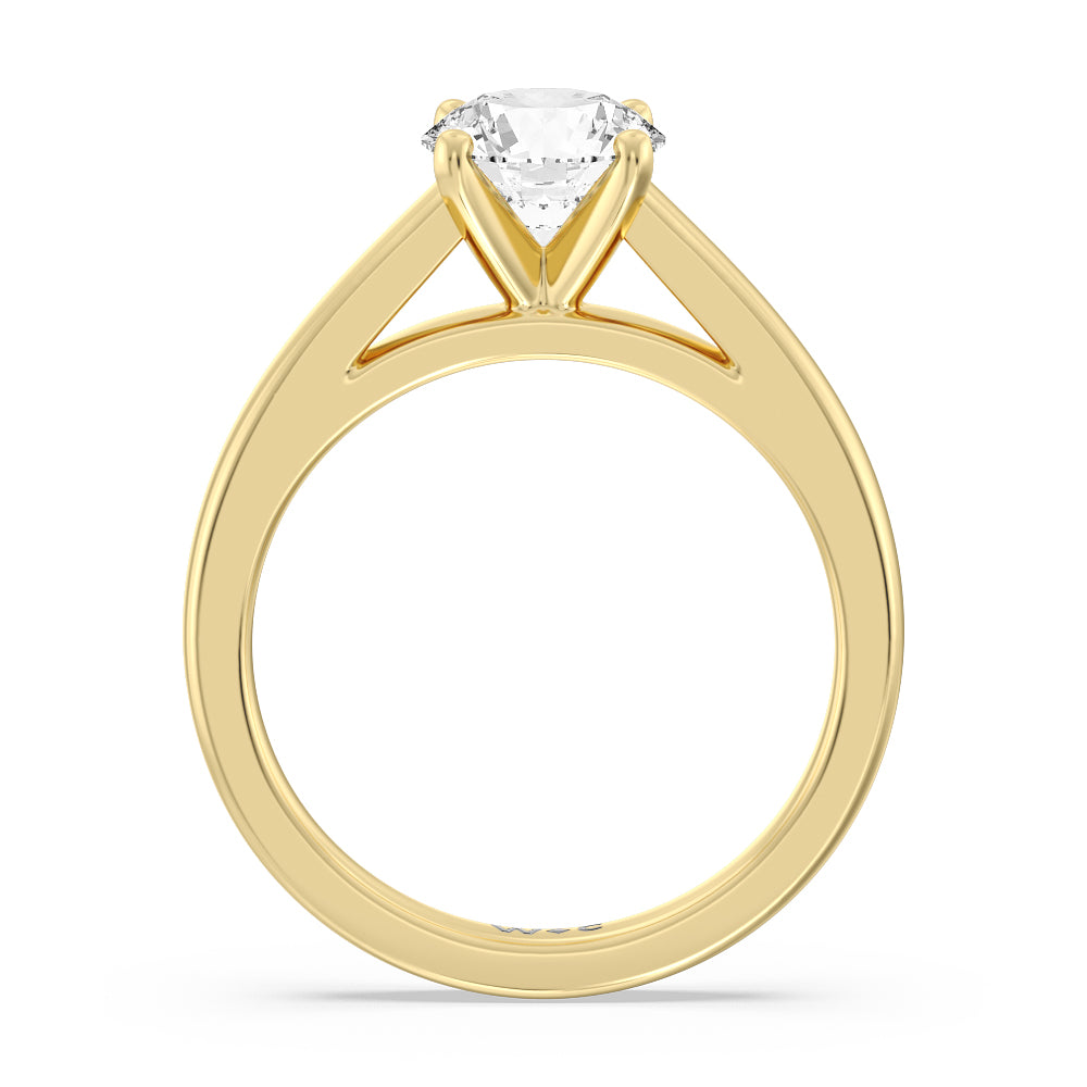 Round Cut Classic Cathedral Solitaire Engagement Ring with Lab Grown Diamond in 14KT Yellow Gold view 2
