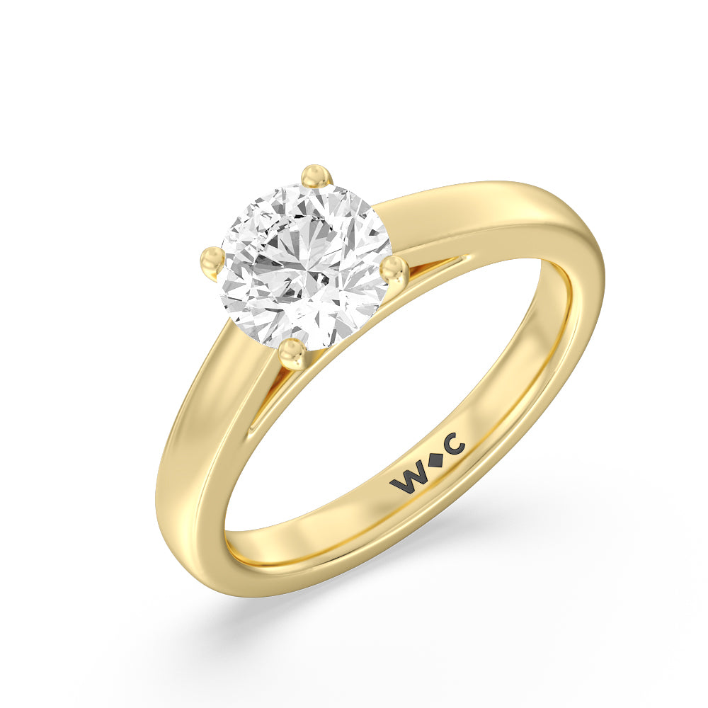 Round Cut Classic Cathedral Solitaire Engagement Ring with Lab Grown Diamond in 14KT Yellow Gold view 3
