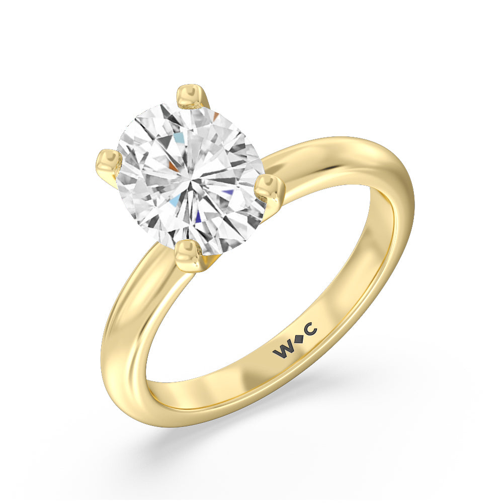 3.01ct Oval Classic Four Prong Solitaire Diamond Lab Diamond Engagement Ring with 3 Cut Diamond in 14KT Oval view 4
