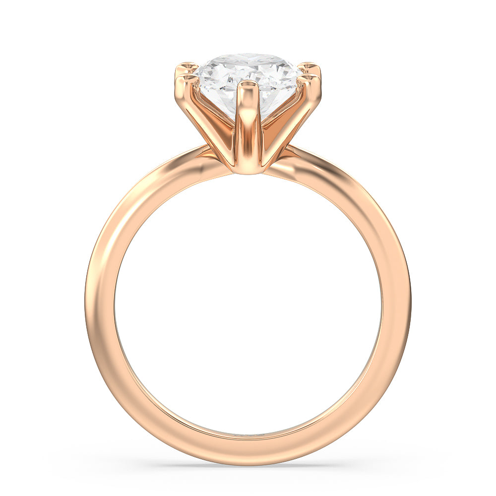 Fine Classic Six Prong Solitaire Diamond Engagement Ring with Oval Cut Diamond in 14KT Rose Gold view 2

