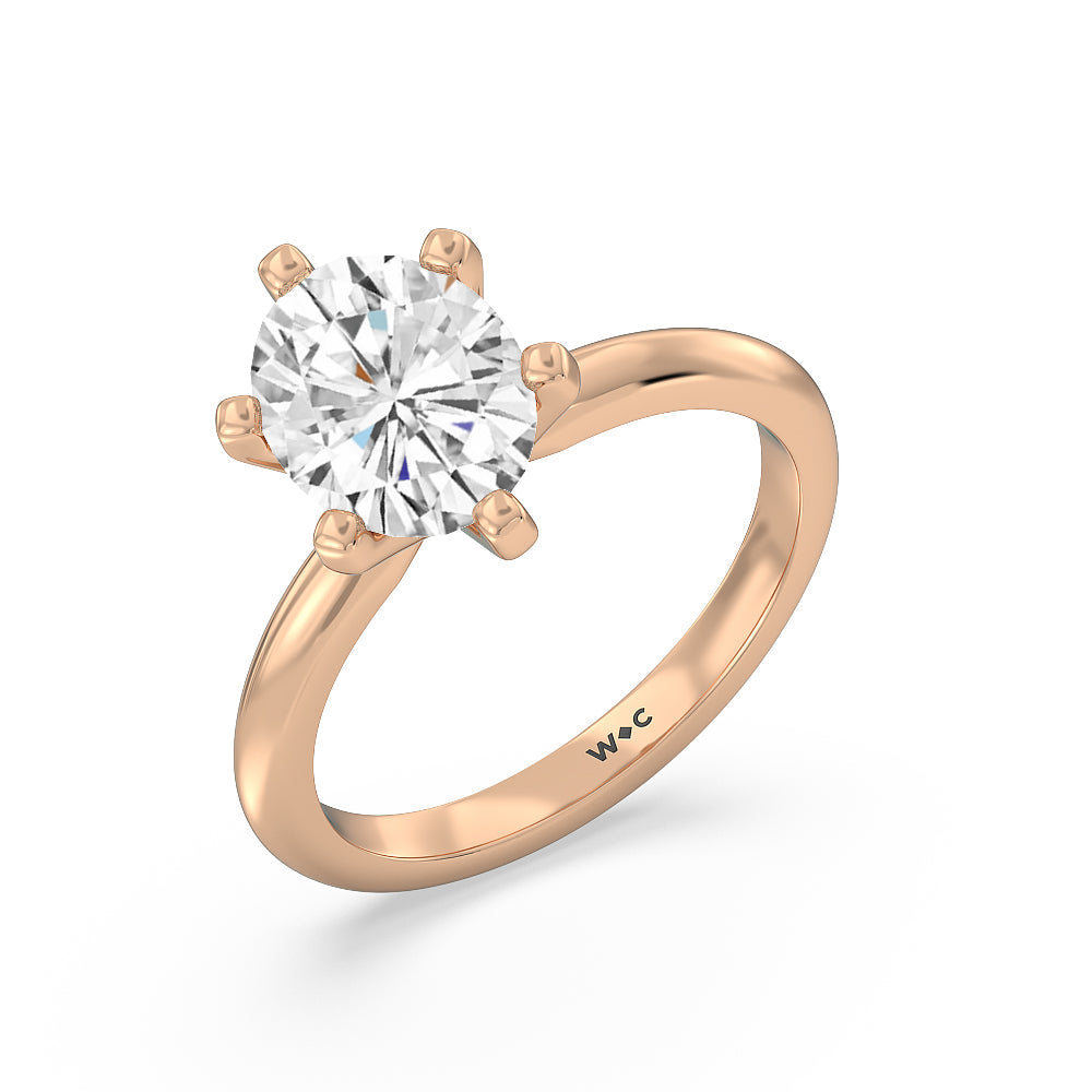 Fine Classic Six Prong Solitaire Diamond Engagement Ring with Oval Cut Diamond in 14KT Rose Gold view 3
