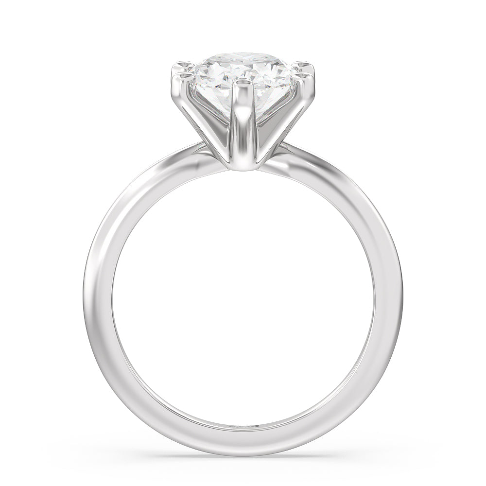 Fine Classic Six Prong Solitaire Diamond Engagement Ring with Oval Cut Diamond in 14KT Platinum view 2
